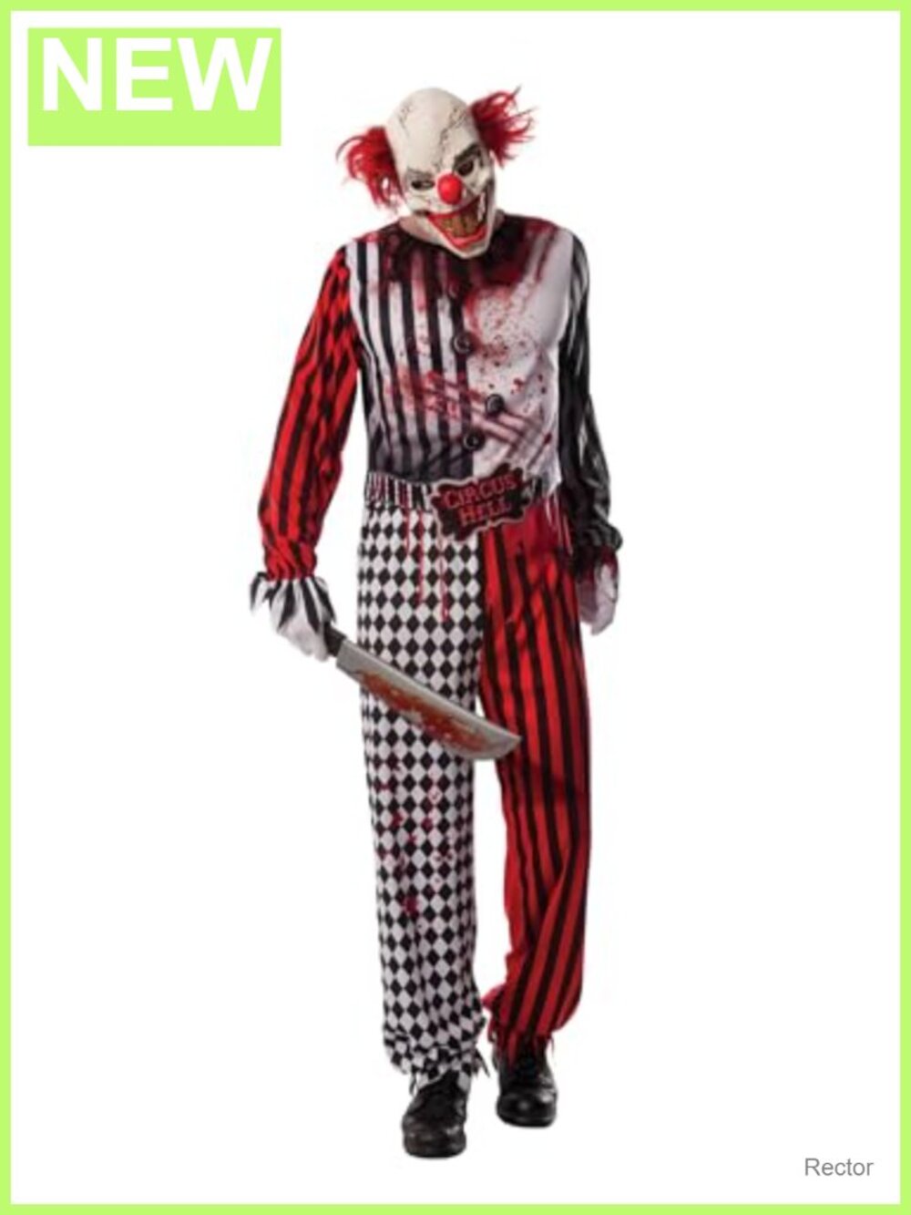 Men's Evil Clown Costume Jumpsuit Mask